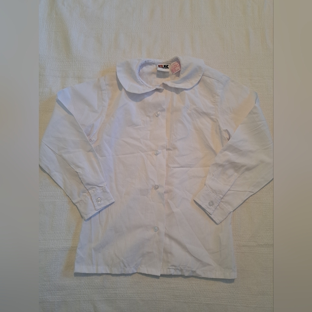 Rifle Kaynee white girls size 7 Peter Pan long sleeve blouse, EUC
